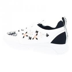 Louis Vuitton White Leather Embroidered Mesh Heat Sneakers Size 40