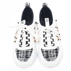 Louis Vuitton White Leather Embroidered Mesh Heat Sneakers Size 40