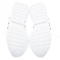 Louis Vuitton White Leather Embroidered Mesh Heat Sneakers Size 40