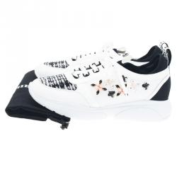 Louis Vuitton White Leather Embroidered Mesh Heat Sneakers Size 40