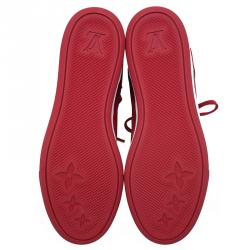 Louis Vuitton Red Leather and Suede Cliff Top Sneakers Size 39.5