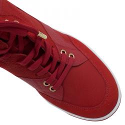 Louis Vuitton Red Leather and Suede Cliff Top Sneakers Size 39.5