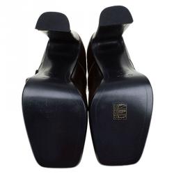 Pre Owned Louis Vuitton Brown Leather Mary Jane Platform Pumps Size 41