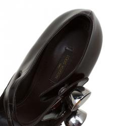 Pre Owned Louis Vuitton Brown Leather Mary Jane Platform Pumps Size 41