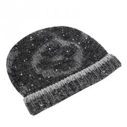 LOUIS VUITTON Beanie Knit Hat Gray With BOX Mohair 32% Nylon 19% Wool 15%