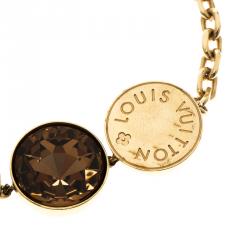 مملوكة مسبقًا Louis Vuitton Over the Rainbow Brown Crystal Gold Tone Bracelet 21 cm