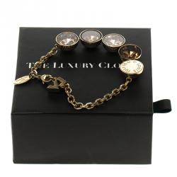 مملوكة مسبقًا Louis Vuitton Over the Rainbow Brown Crystal Gold Tone Bracelet 21 cm