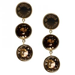 مملوكة مسبقًا أقراط لوي فيتون اوفر ذا رينبو كريستال بني وذهبي اللون