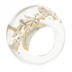 Pre Owned Louis Vuitton Clear Resin Monogram Inclusion Ring Size 57
