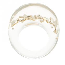 Pre Owned Louis Vuitton Clear Resin Monogram Inclusion Ring Size 57