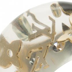 Pre Owned Louis Vuitton Clear Resin Monogram Inclusion Ring Size 57