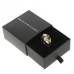 Pre Owned Louis Vuitton Clear Resin Monogram Inclusion Ring Size 57