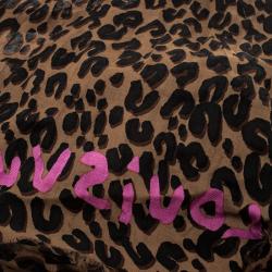 Pre Owned Louis Vuitton Brown Leopard Print Cashmere and Silk Stephen Sprouse Graffiti Scarf