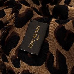 Pre Owned Louis Vuitton Brown Leopard Print Cashmere and Silk Stephen Sprouse Graffiti Scarf