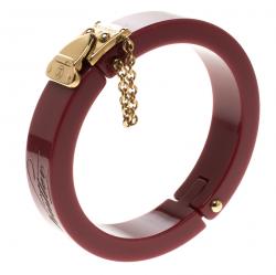 Pre Owned Louis Vuitton Lock Me Red Resin Gold Tone Bracelet 17cm
