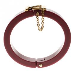 Pre Owned Louis Vuitton Lock Me Red Resin Gold Tone Bracelet 17cm