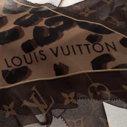Pre Owned Louis Vuitton Brown Leopard and Monogram Silk Scarf