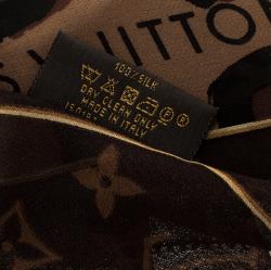 Pre Owned Louis Vuitton Brown Leopard and Monogram Silk Scarf