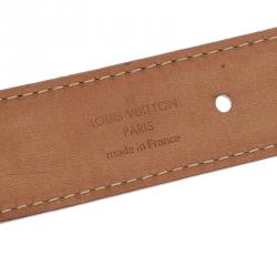 Pre Owned Louis Vuitton Silver Leather Mahina Perforated Belt Size 90CM