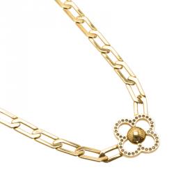 Louis Vuitton Flower Power Crystal Gold Tone Necklace