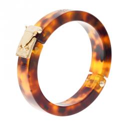 Louis Vuitton Lock Me Tortoise Brown Resin Bangle Bracelet Louis Vuitton