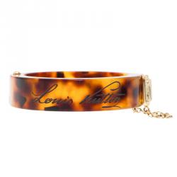 Pre Owned Louis Vuitton Lock Me Tortoise Brown Resin Bangle Bracelet