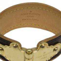 Pre Owned Louis Vuitton Save It Monogram Brown Canvas Gold Tone Metal Bracelet