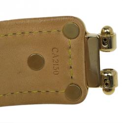 Pre Owned Louis Vuitton Save It Monogram Brown Canvas Gold Tone Metal Bracelet