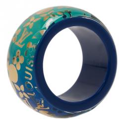 LOUIS VUITTON Authentic Multicolor Resin Logo Inclusion Ring