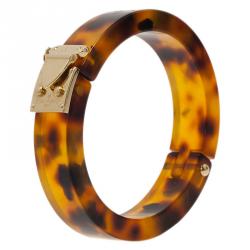 Louis Vuitton Tortoise Resin & Gold Round Vintage Lock Me Ring