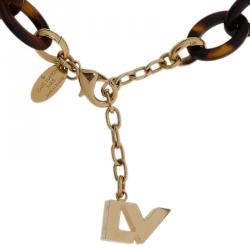 Pre Owned Louis Vuitton Chérie Purple And Black Gold Tone Necklace