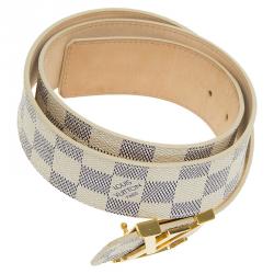 Pre Owned Louis Vuitton Damier Azur Canvas Initials Belt
