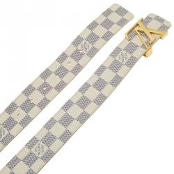 Pre Owned Louis Vuitton Damier Azur Canvas Initials Belt