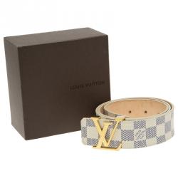 Pre Owned Louis Vuitton Damier Azur Canvas Initials Belt