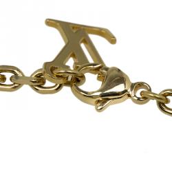 Pre Owned Louis Vuitton Damier Perle Pearl Gold Tone Pendant Necklace