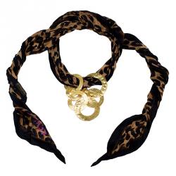 Pre Owned Louis Vuitton Martelé Gold-Tone Silk Necklace