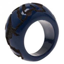 مملوكة مسبقًا خاتم لوي فيتون ليو مونوغرام ازرق مقاس 54.5