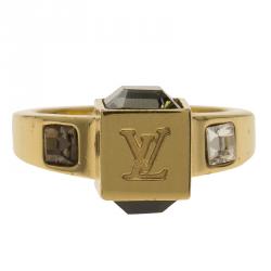 Pre Owned Louis Vuitton Gamble Gold Tone Ring EU 50.5