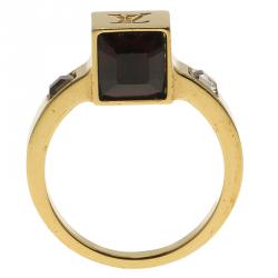 Pre Owned Louis Vuitton Gamble Gold Tone Ring EU 50.5