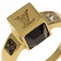 Pre Owned Louis Vuitton Gamble Gold Tone Ring EU 50.5