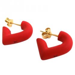 Pre Owned Louis Vuitton LV&V Red Lacquer Heart Earrings
