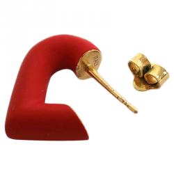 Pre Owned Louis Vuitton LV&V Red Lacquer Heart Earrings