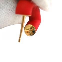 Pre Owned Louis Vuitton LV&V Red Lacquer Heart Earrings