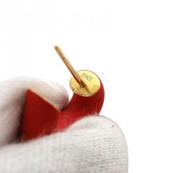 Pre Owned Louis Vuitton LV&V Red Lacquer Heart Earrings