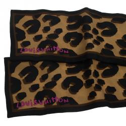 Pre Owned Louis Vuitton Brown Leopard Silk Bandeau