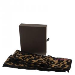 Pre Owned Louis Vuitton Brown Leopard Silk Bandeau
