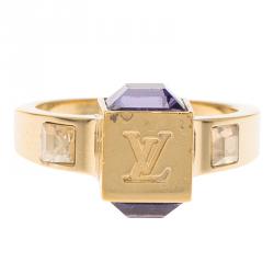 Pre Owned Louis Vuitton Gamble Gold Tone Ring Size 50