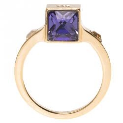 Pre Owned Louis Vuitton Gamble Gold Tone Ring Size 50