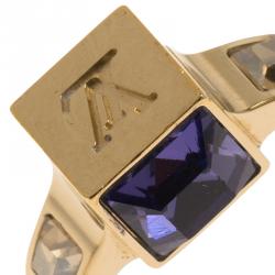 Pre Owned Louis Vuitton Gamble Gold Tone Ring Size 50