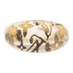 مملوكة مسبقًا Louis Vuitton Clear Resin Monogram Inclusion Ring Size 57